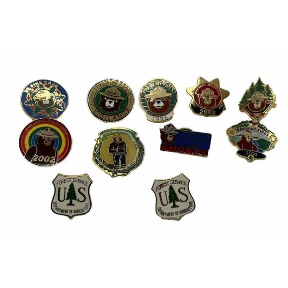 Lot of 11 Smokey The Bear Forrest Service Collectible Pins Collection Hat Pins - Picture 2 of 16